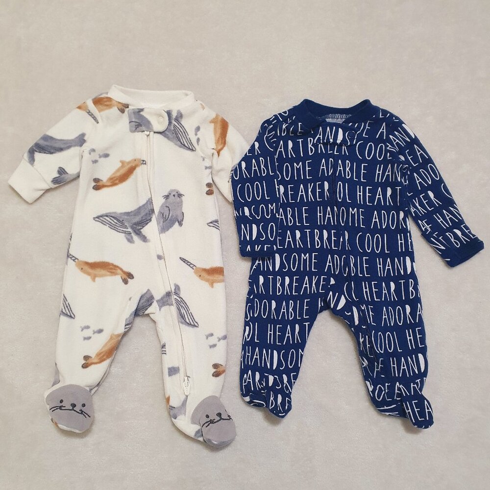 Carter's Preemie Baby Sleepers Footed Fleece and Cotton
